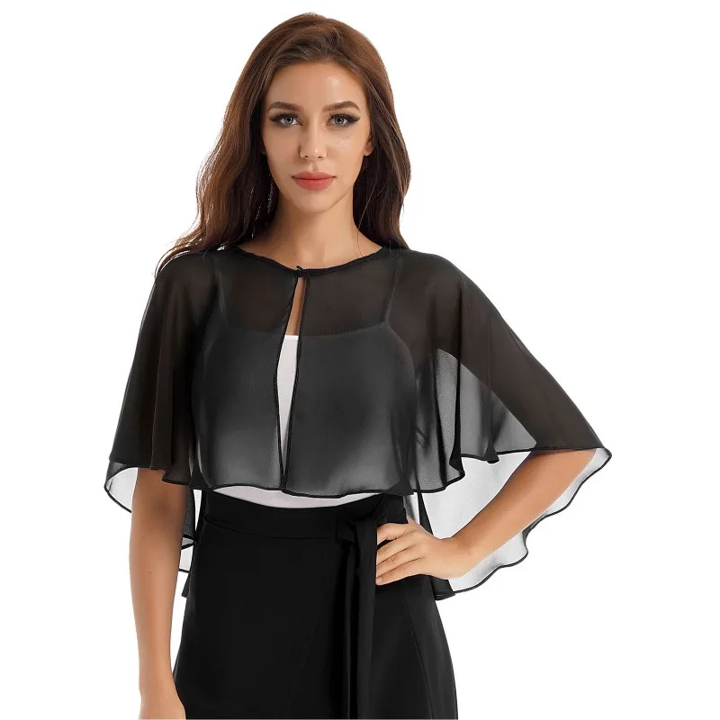 

Новый белый шифоновый кардиган на одной пуговице для невесты, с круглым вырезом, открытый, женский, модный, летний, из полиэстеровой смеси