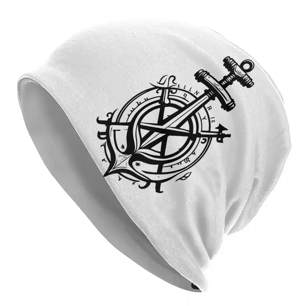 Nautical Chic Compasses And Anchors Seamless Pattern Men Women Adult Beanies Caps Knitting Bonnet Hat Warm Outdoor Skullies Hats