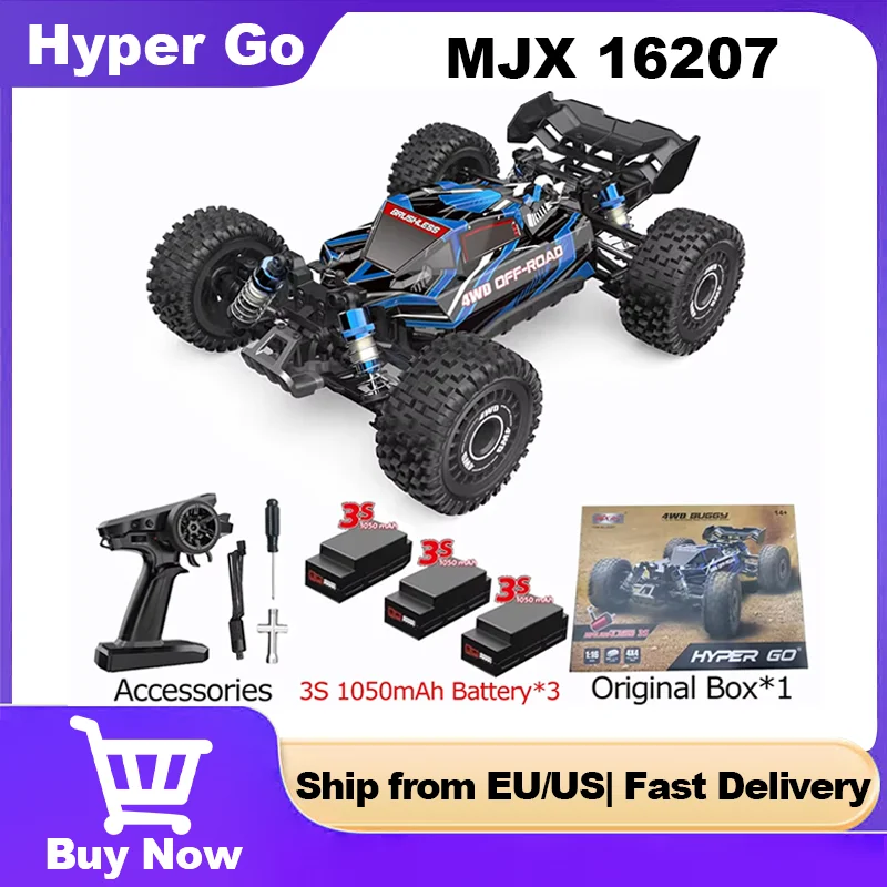 

MJX 16207 1/16 Hyper Go RC Car Brushless Motor 4WD Off-Road Remote Control Cars 70km High Speed Racing Drift Toy