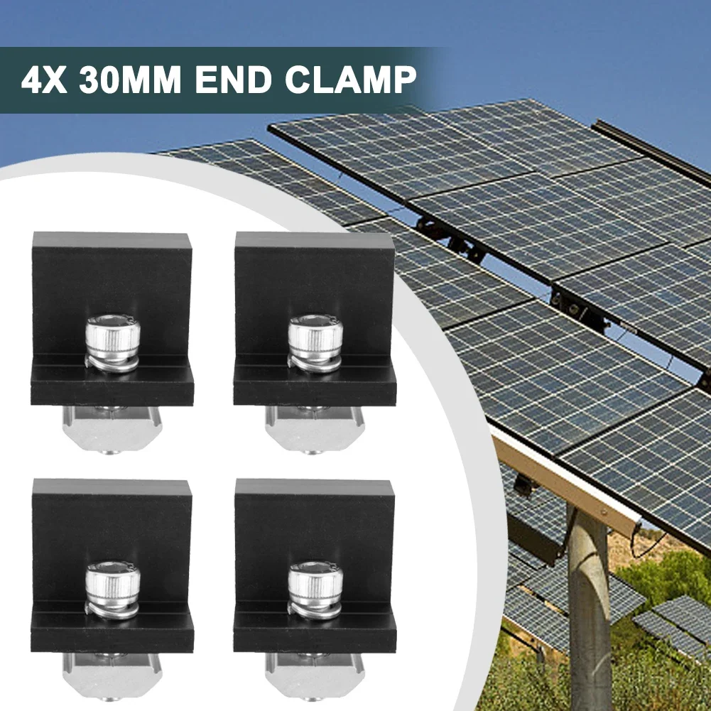 4 szt. wspornik panelu słonecznego Mocowanie zacisku końcowego PV Mocowanie środkowego zacisku 30 mm/35 mm PV Panel słoneczny Zaciski do montażu Uchwyt Szyna montażowa — zdjęcie 4