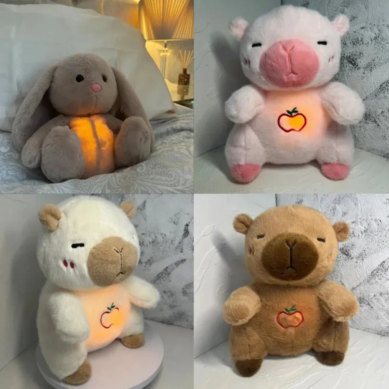 Plush Capybara Otter Breathing Doll Baby Breathing Bear Light Music Sleep Soothing Pillow Nourish Baby Sleep Time Care Hug Bear