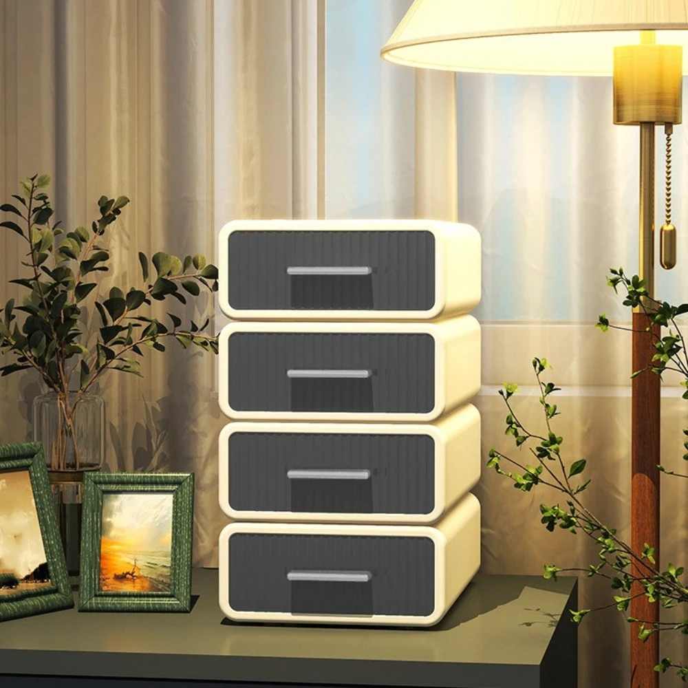 Plastic Desktop Storage Box Single-Layer Stackable Office Storage Cabinet Necklaces Bracelets Makeup Jewelry Sorting Box School