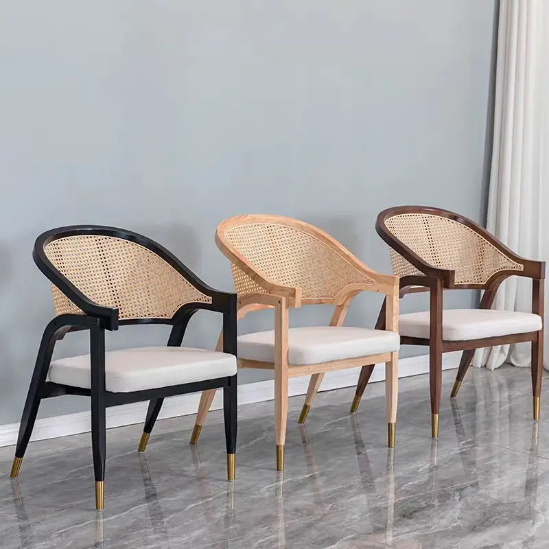 الشمال الرجعية الطعام الخشب الصلب الروطان c مطعم المنزل عارضة لينة حقيبة كرسي Xianjun c الروطان واحد #5