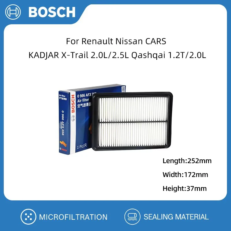 BOSCH Air Filter For Renault Nissan CARS KADJAR X-Trail 2.0L/2.5L Qashqai 1.2T/2.0L 16546-4BA1A 16546-4BA1B 165464BA1A