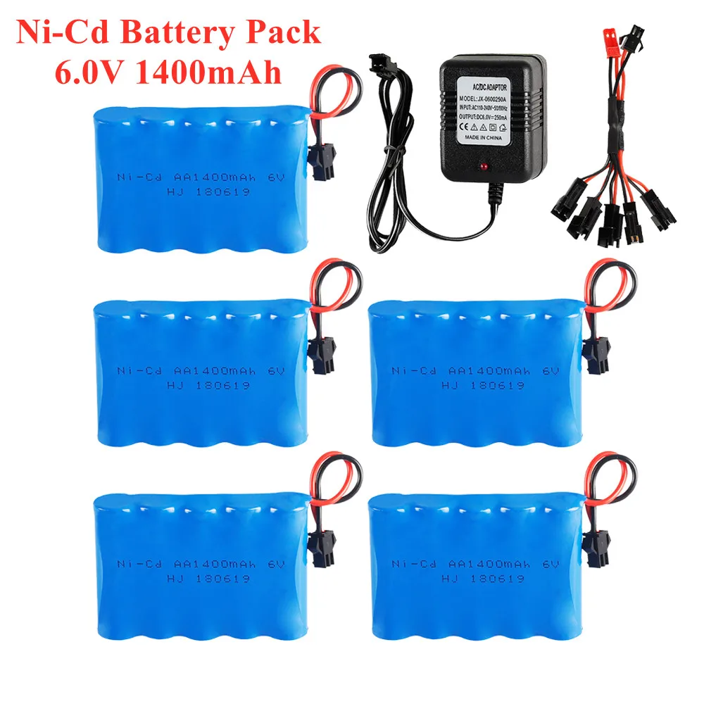 6V 1400mah Ni-CD Rechargeable Battery+Charger For Rc Toys Cars Tanks Trains Robots Boats Guns Parts 6.0v Ni-Cd Battery