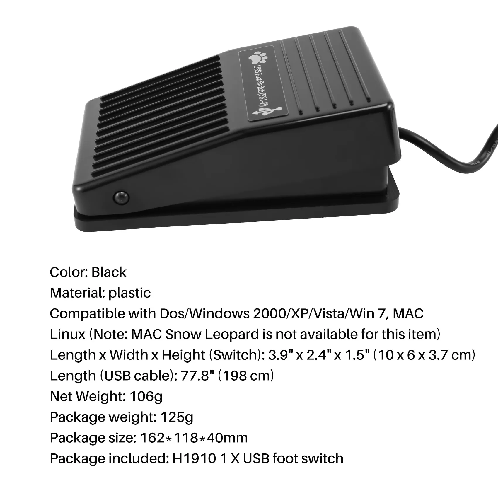 Azione della tastiera di controllo dell'interruttore a pedale USB per giochi di computer PC Nuovo interruttore a pedale PCsensor Pedale HID USB