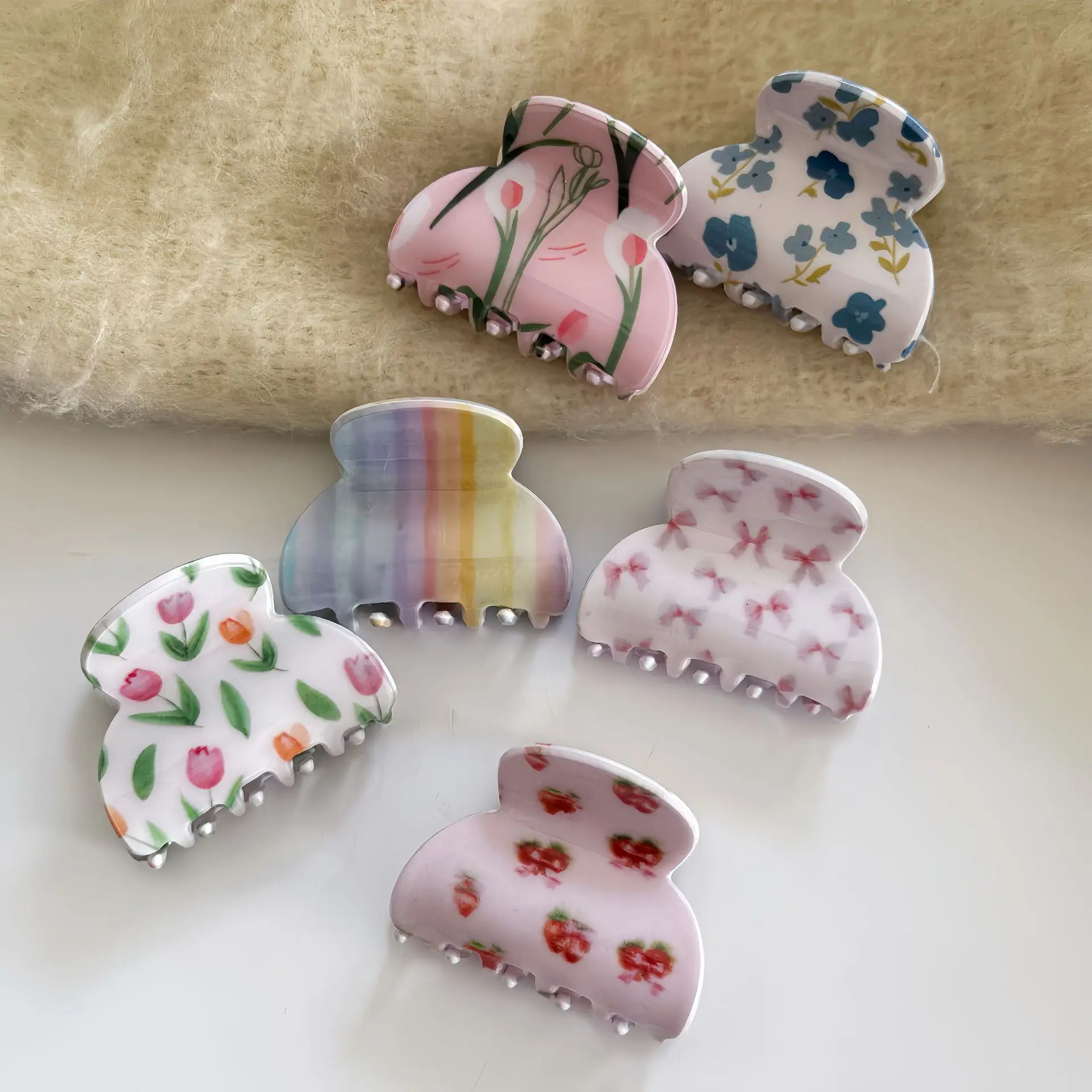 Broken flower series small grab clip advanced sense retro simple hairpin female back head hair accessories shark clip - view 2