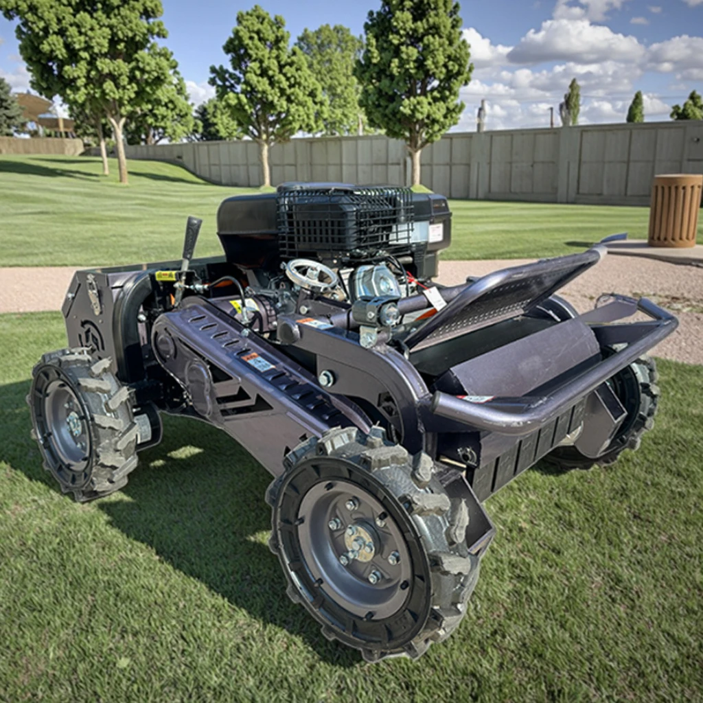 

All Terrain 4WD Electric Green Mulcher Wheeled Mower Crawler Driverless Orchard Park Lawn Grass Beaters Core Component Machines