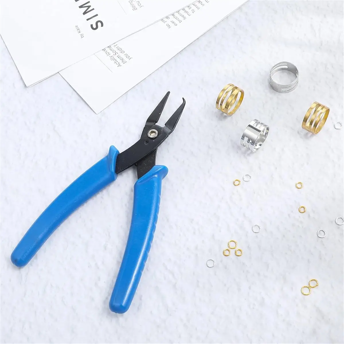 AT16 5-Piece Jewelry Making Tool Set: Stainless Steel Split Ring Pliers and Jump Rings for DIY Crafts