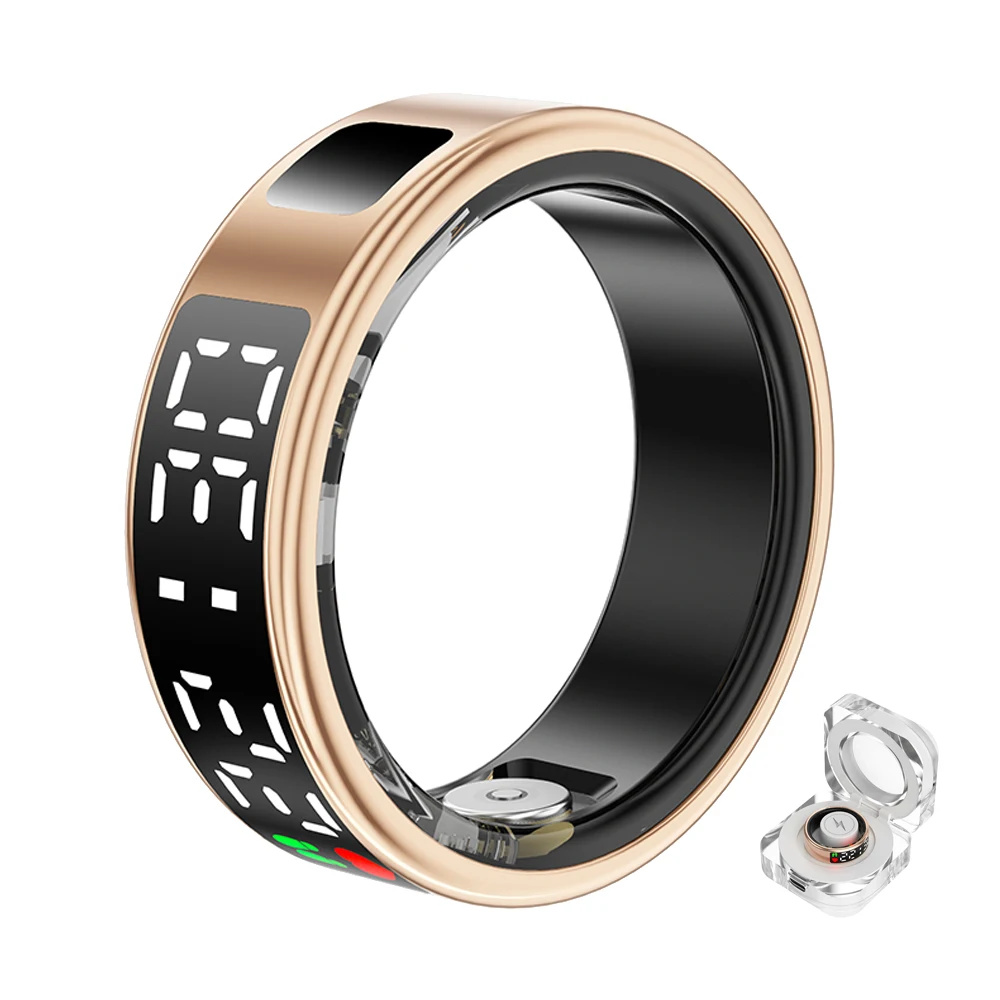 

SR08 Smart Rings Display Screen Show Time Camera Control IP68 Waterproof Heart Rate Sleep Monoitoring Health Tracker Smart Ring