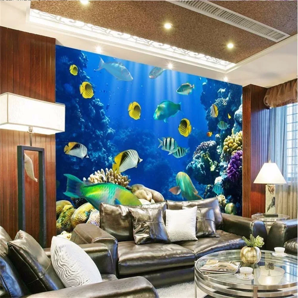 custom photo wallpaper for walls 3 d Art HD Mermaid clear sea swim living room backdrop 3d large wall mural wallpaper