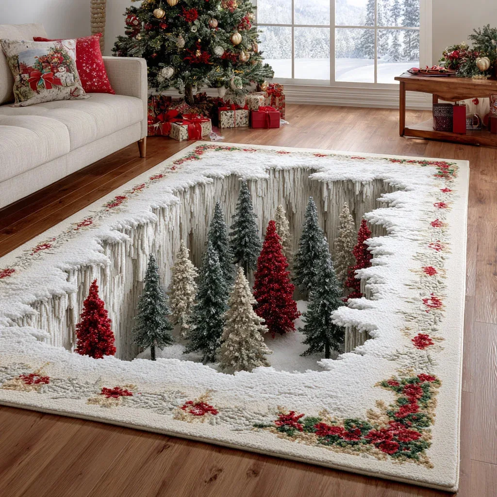 2026 New Christmas Santa Claus Plush Area Rug, Non-Slip Washable Living Room Carpet, Soft Floor Mat for Bedroom Home Decor