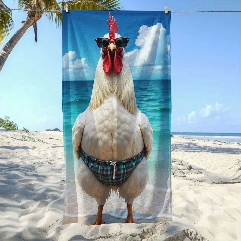 Funny Chicken Neck Swim Trunk Print Oversized Beach Towel Soft Absorbent Summer Essential Towel For Beach Vacation Pool Party K