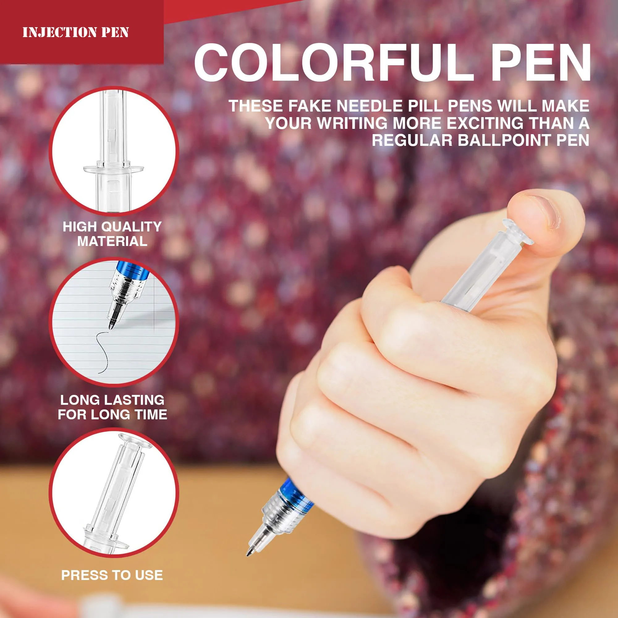 8pcs SInjection Type Ball Point Pen Doctor Nurse Gift Liquid Pen Color Syringe Pens