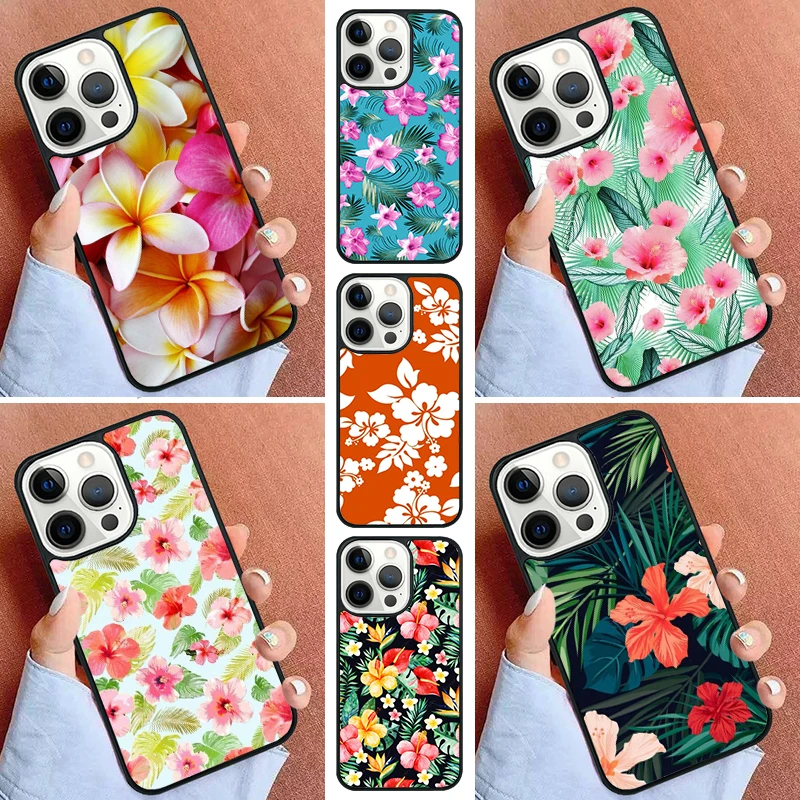 Funda de teléfono con flor hawaiana Tropical para iPhone, 15, 14 Pro, 11, 13, 12 Mini, X, XR, XS, Max, SE 2020, 6, 7, 8 Plus