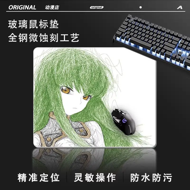 

Японский аниме-коврик для мыши с персонажами, стеклянный, гладкий, матовый, водонепроницаемый, для игрового стола, из закаленного стекла, доступны разные размеры