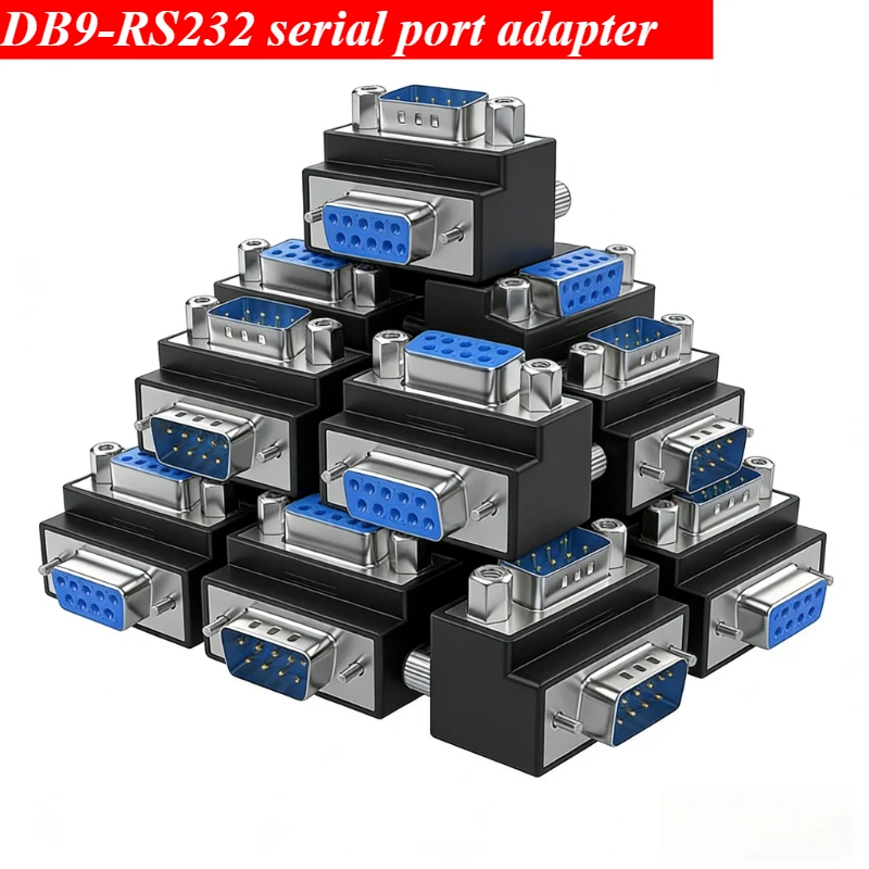 DB9 90 °   Adaptador de Conector en L Macho a Hembra, Puerto Serie RS-232 Tipo L, Conector DB9 Macho y Hembra de 9 Pines, Bloque de Terminales