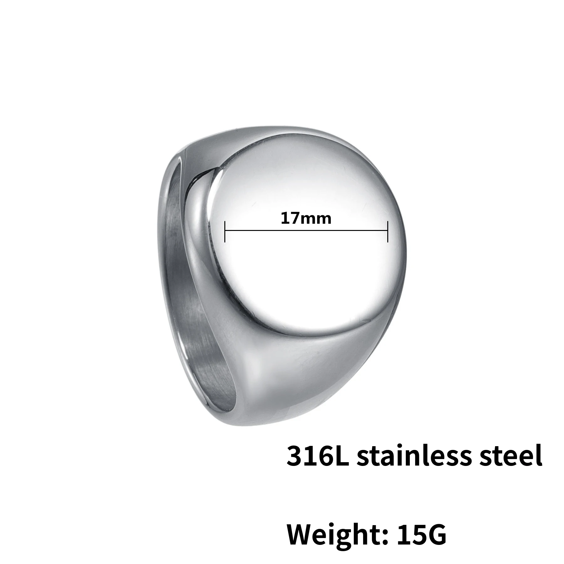 HNSP 316L Stainless Steel Round Smooth Seal Ring For Men DIY Blank Signet Rings Custom Engraved Jewelry Accessories