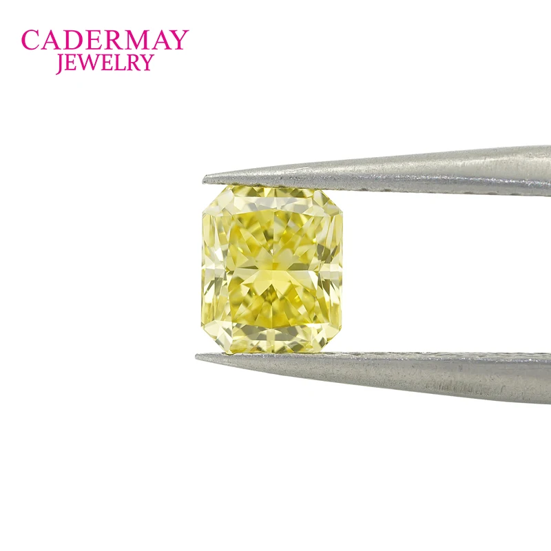 Cadermay متوفر في المخزون شهادة GEMID HPHT 1.066ct يتوهم مكثفة الأصفر VVS1 Raddiant شكل مختبر نمت الماس لصنع المجوهرات #4