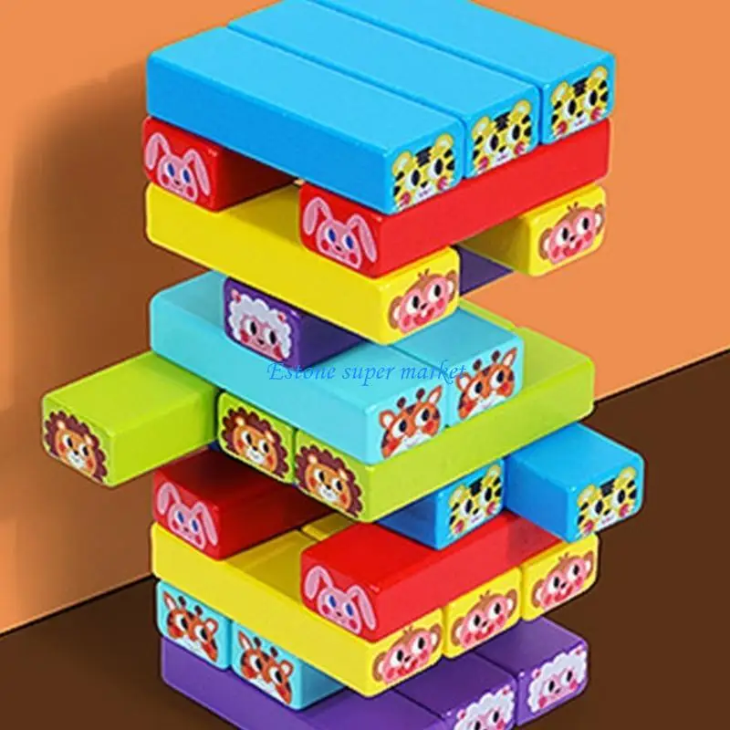 090B Kleurrijke houten blokkenspeelset voor 3 jaar oude speelgoed-educatieve puzzelset