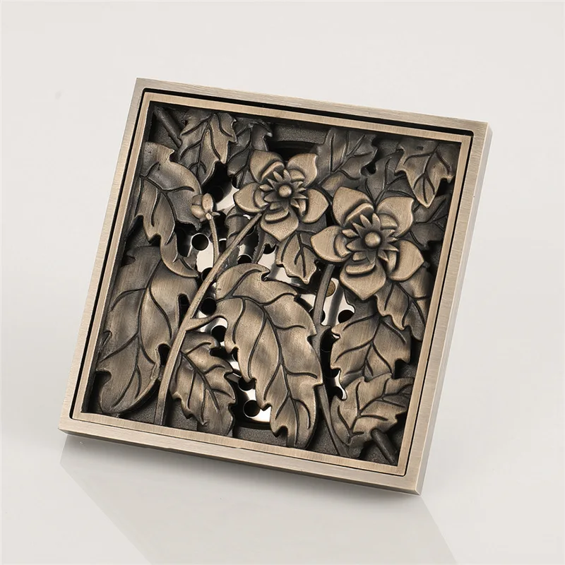 

Античная бронза, резной слив для пола, латунный слив для душа, европейский квадратный слив для пола, крышка экрана, сливная решетка