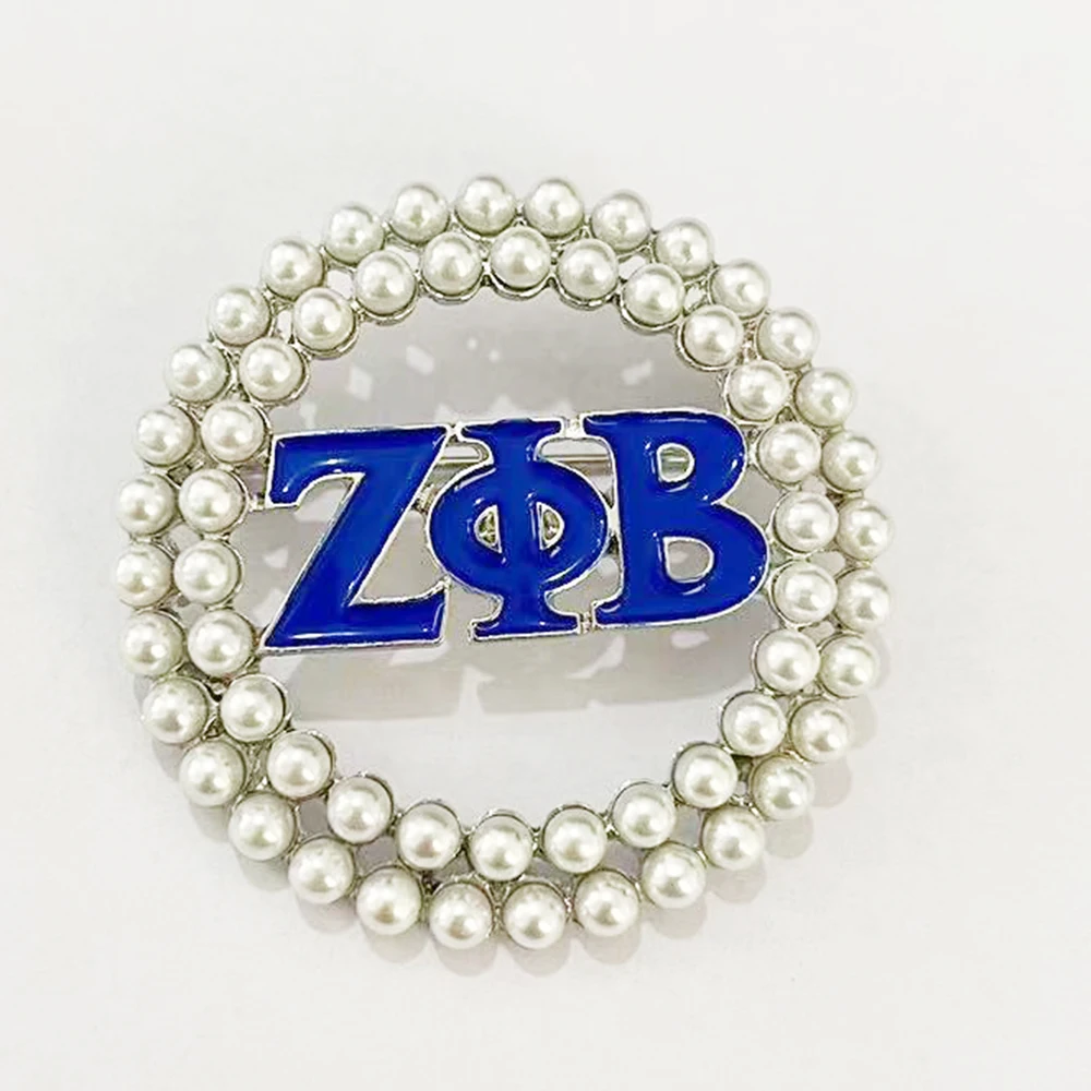 Drop shipping ZETA PHI BETA Sorority Pearl  Pin zpb  brooch Jewelry