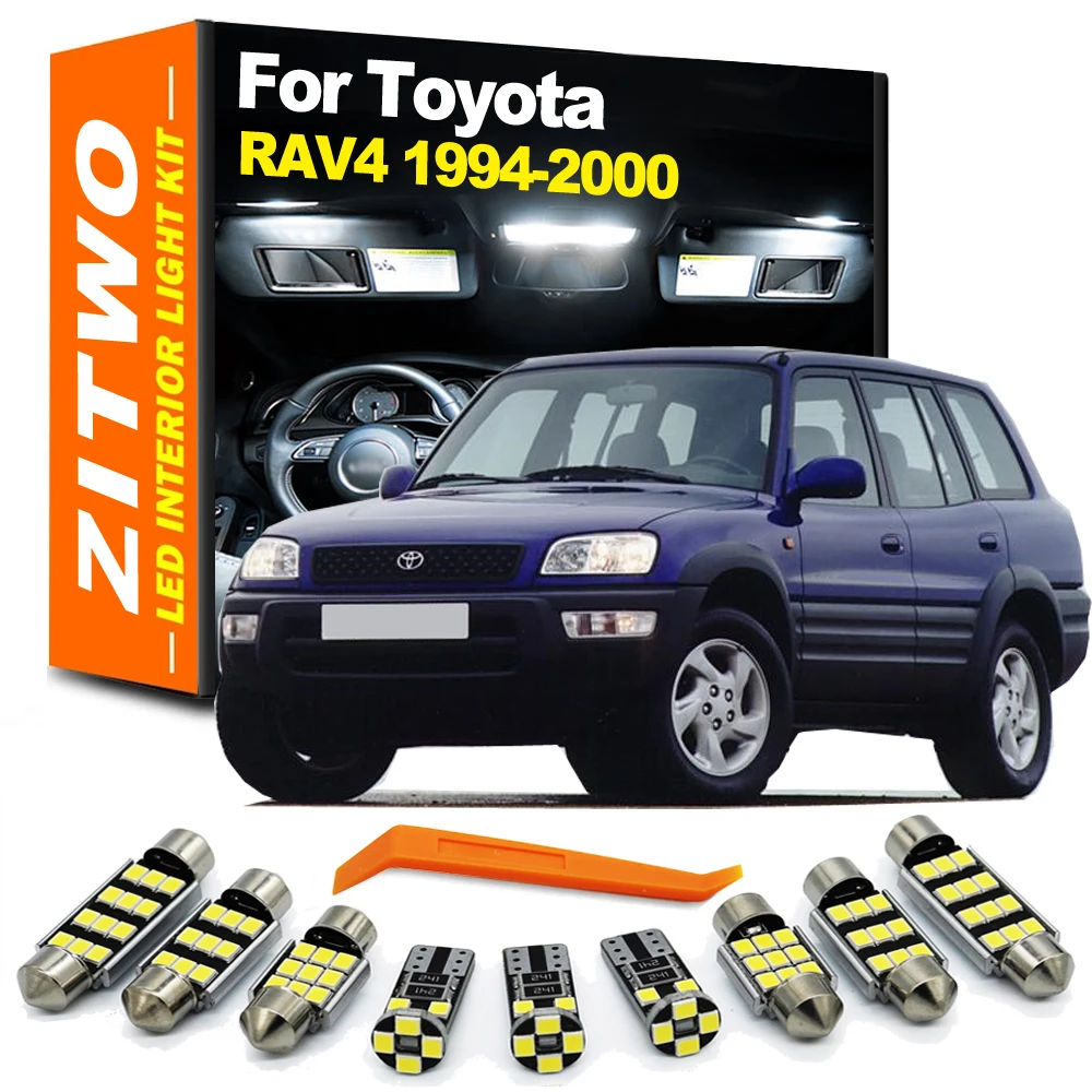 ZITWO 8Pcs Car LED Interior Light Kit For Toyota RAV4 1994 1995 1996 1997 1998 1999 2000 LED Bulb Dome Map Reading Plate Lamp