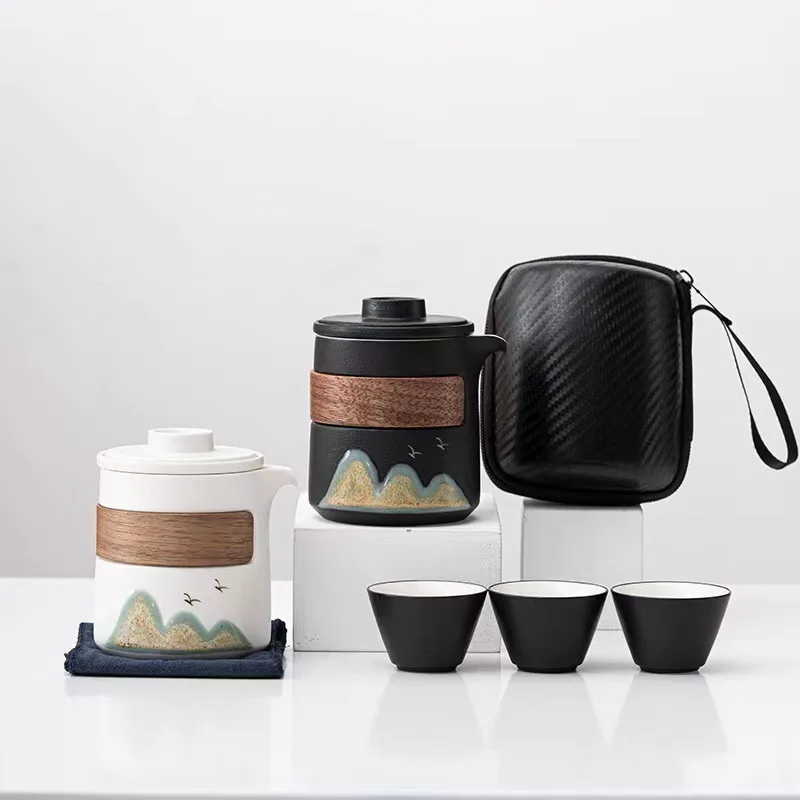 

Chinese Travel Tea Set Camping Easy Tea Kung Fu Tea Set Ceramic Tea Mugs Porcelain Teaset Gaiwan Chinese Porcelain Best Gift