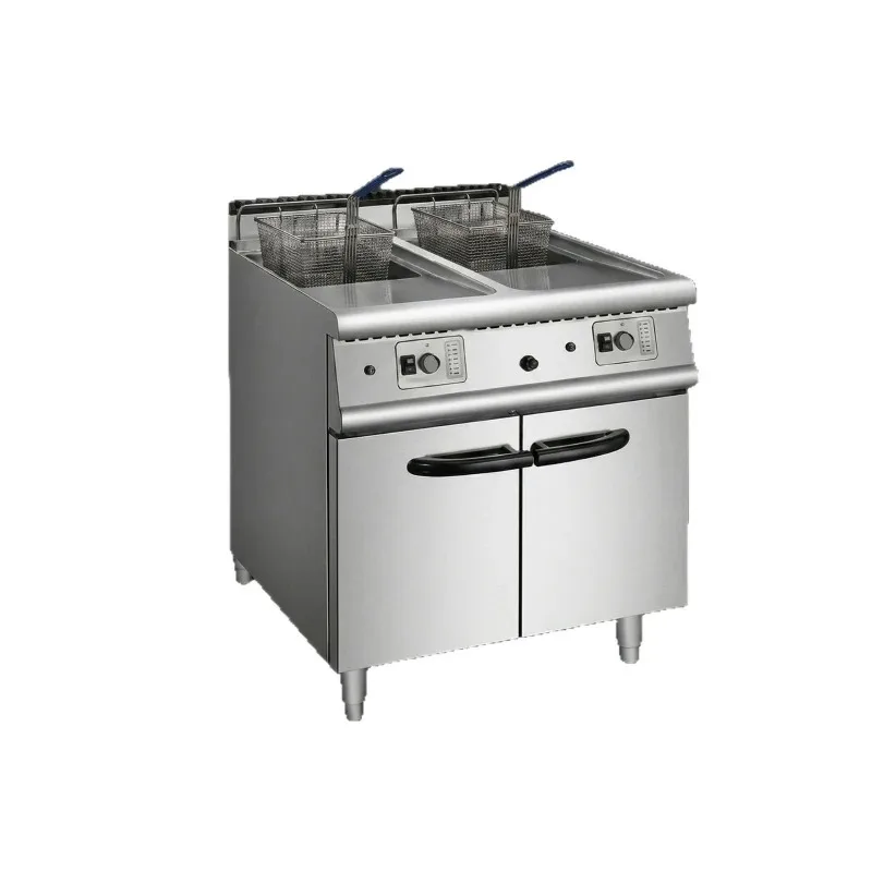 Commercial vertical double-cylinder double-screen fryer, gas, electric large-capacity fryer, catering and kitchen equipment