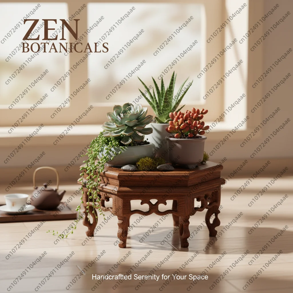 Bonsai Garden Display Stands - Houten zeshoekige plantenstandaard Bloempot Displayrek Bonsai