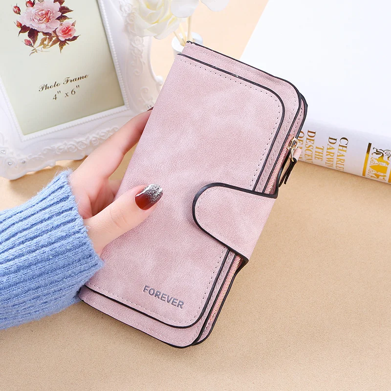 Wallets For Women Fashion Long PU Top Quality Card Holder Classic Female Purse Vintage Frosted Zipper Ladies Long Handbag