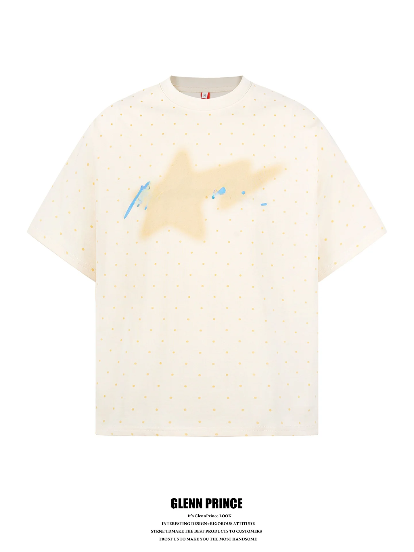 

GPstudio American Style Short Sleeve T-Shirt Men's Summer Chic Couple Polka Dot Print Breathable Sweat Absorbent Skin Friendly