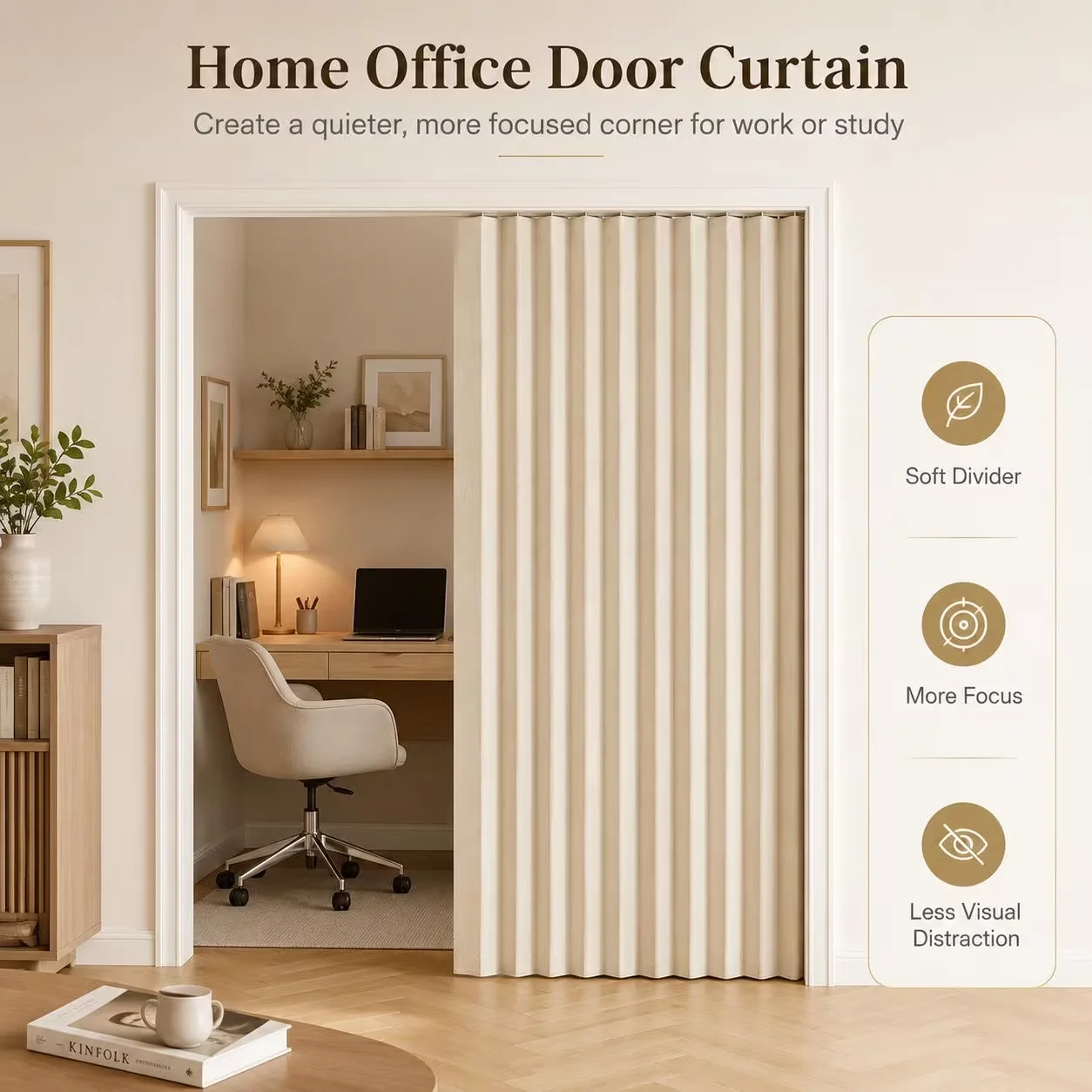 Privacy Folding Door Curtain Double Sided Magnet Design Space Saving Room Divider Home Decoration Screen
