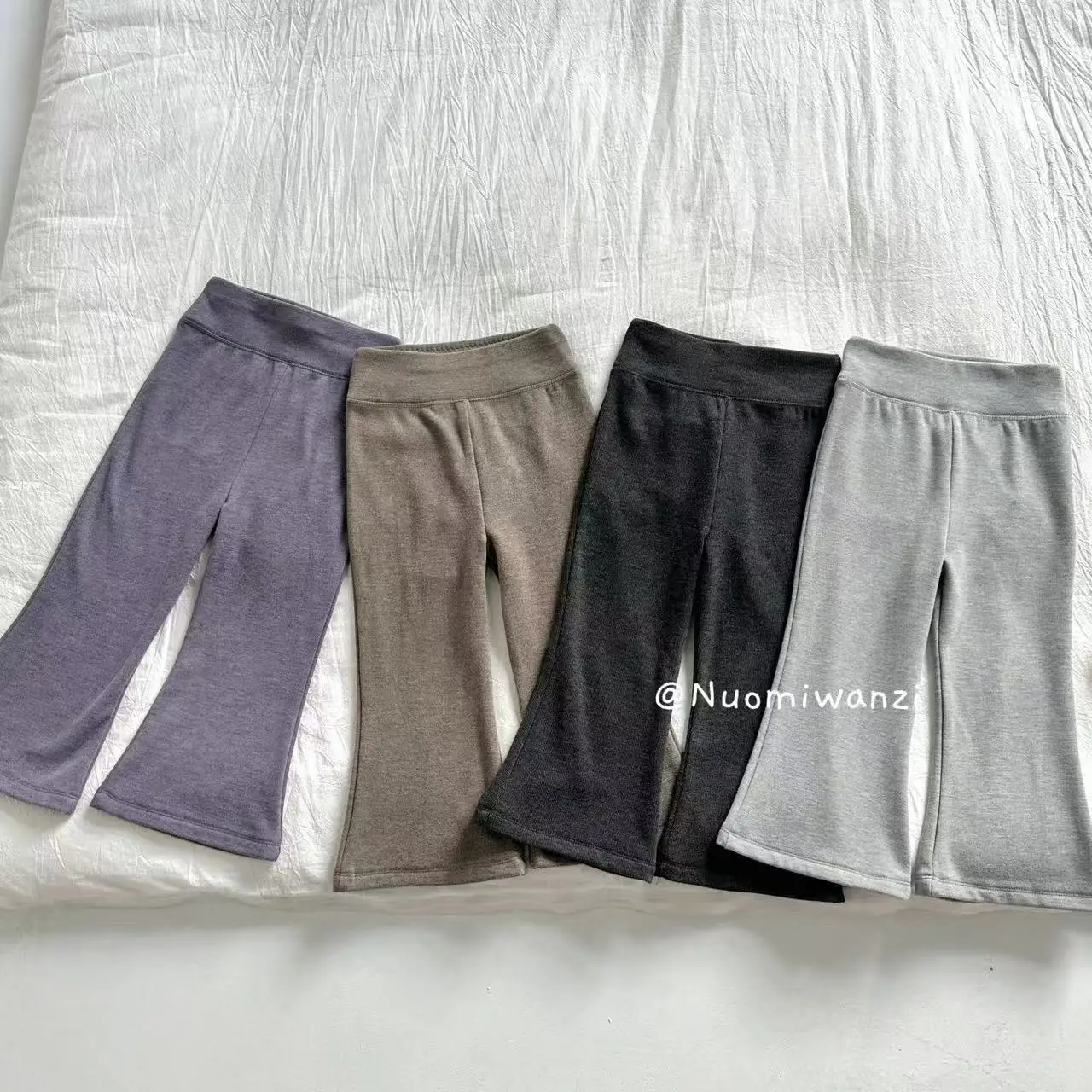 

Children's Micro-pull Pants 2025 Winter Versatile Foreign Floral Yarn Double-sided Velvet Thickened Flared Pants