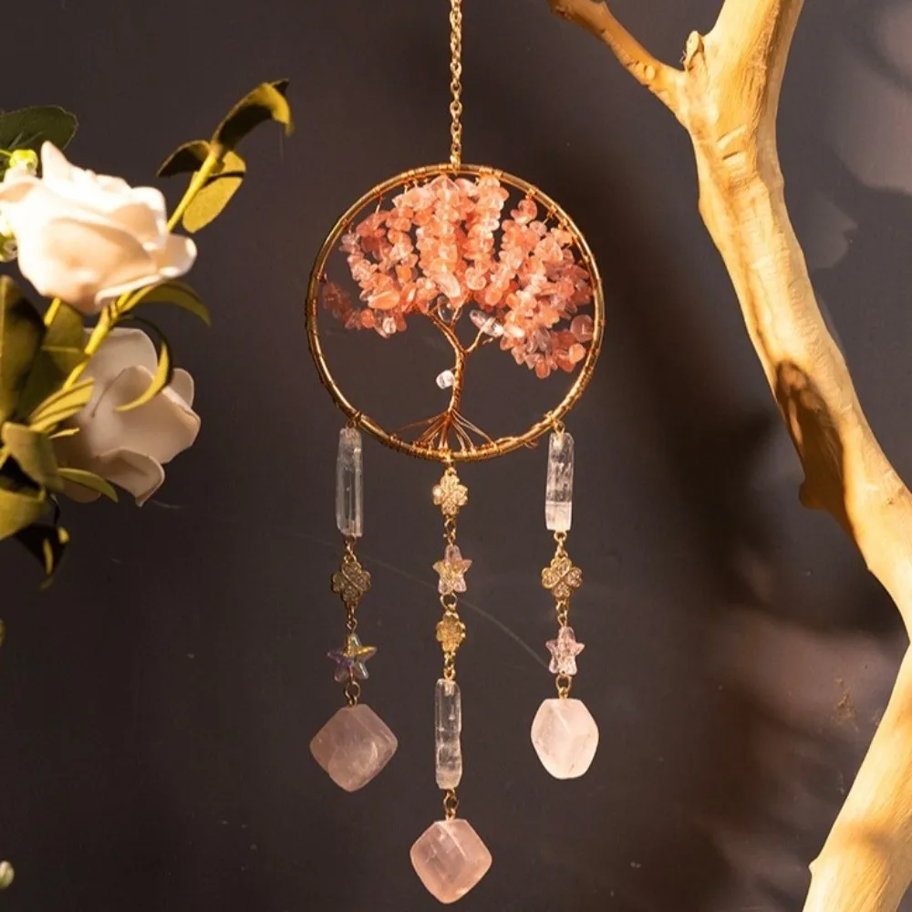 Lucky Crystal Stone Dream Catcher romantic natural Crystal Suncatcher creative Boho Rainbow Dreamcatcher Patio Decor