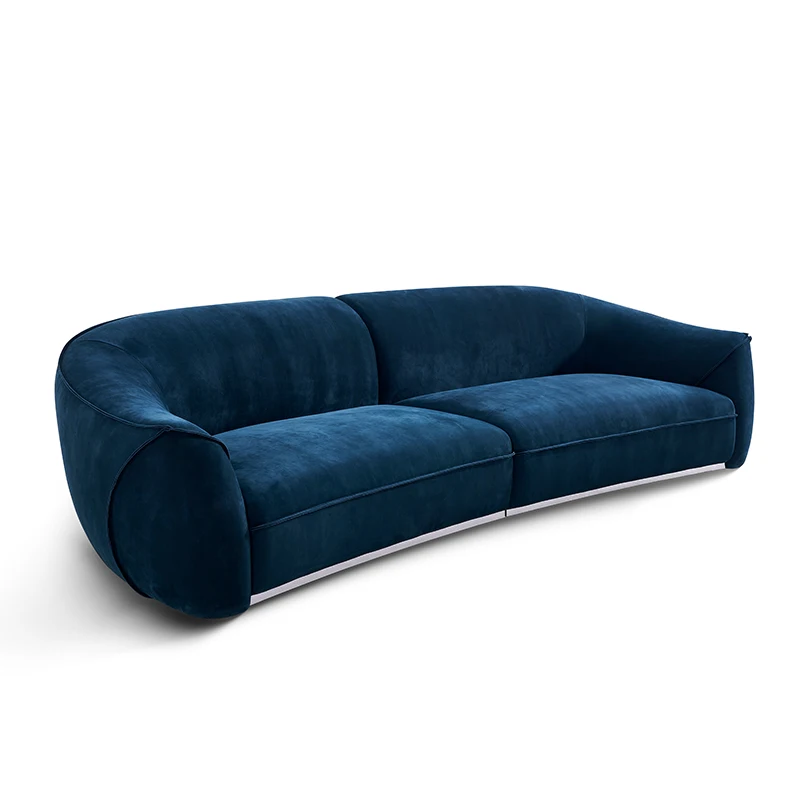 Family Blue Fabric Velvet 3 Seater European Couch House Furniture Sofa Set Living Room Modern