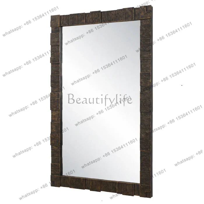 

French wooden frame wall-mounted mirror Entrance table custom fireplace decorative mirror