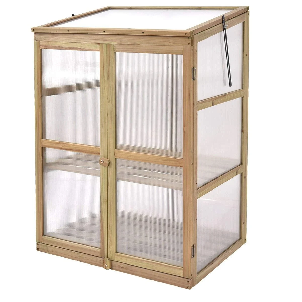 Large Raised Wooden PVC Coated Eco-Friendly Waterproof Cold Frame Greenhouse For Garden With Nature Color