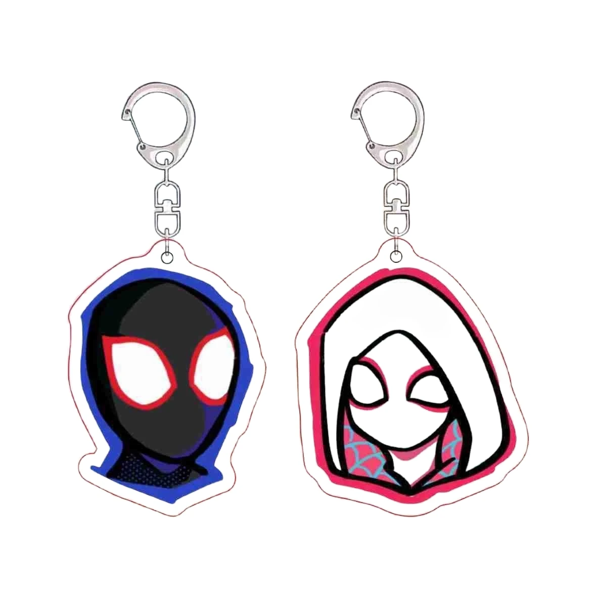 Spider Man Into The Spider Verse Miles Morales Gwen Stacy Peter Parker Acrylic Key Chain Keychains Model Pendant Kid Toys Gift