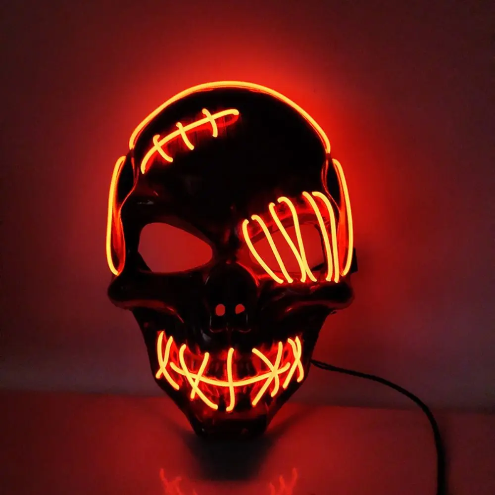 

Fancy Halloween Skull Glowing Mask Headwear Cold Light Full Face Mask PP Eye Mask Costume Props Show