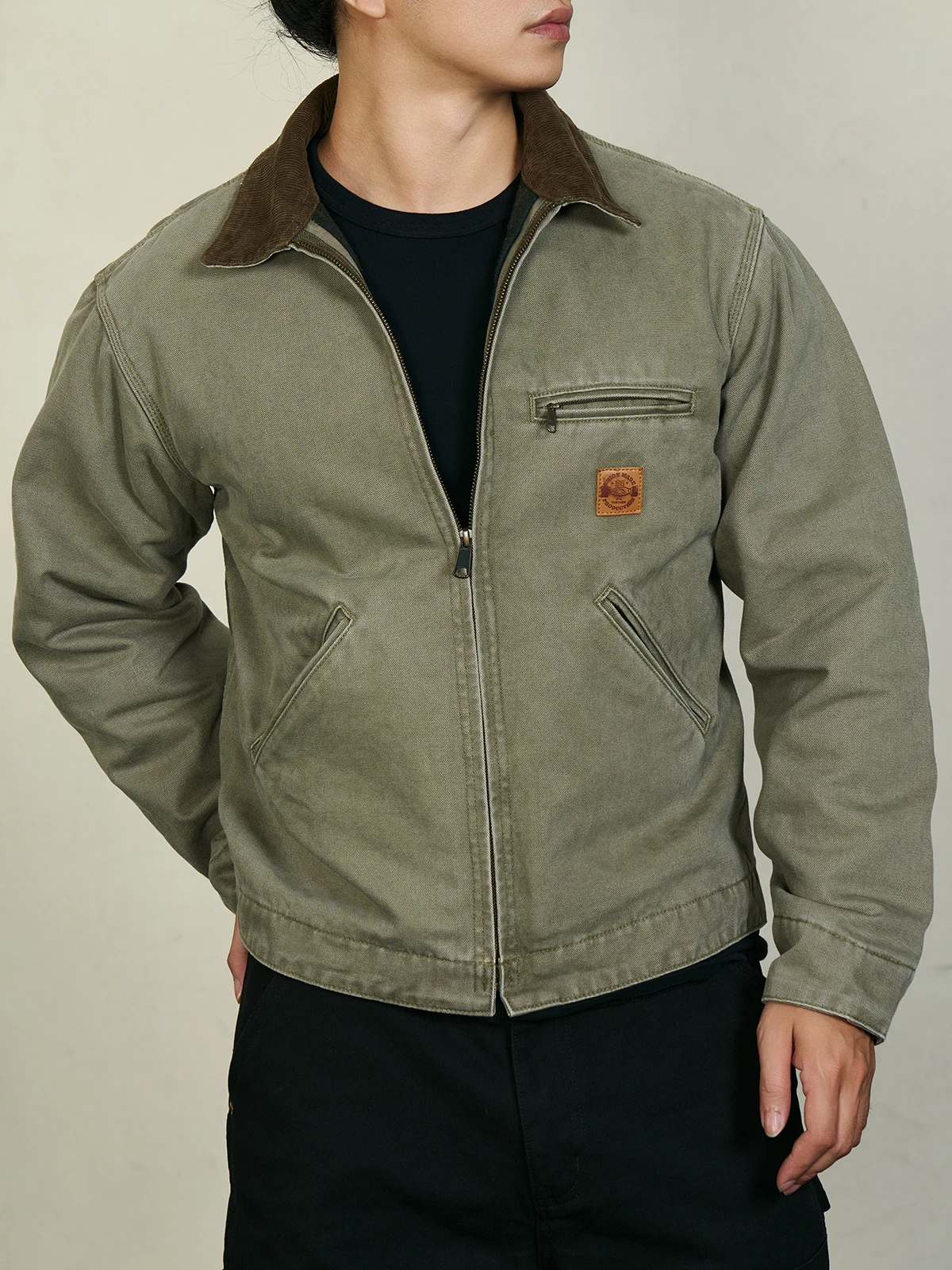 

Vintameri Detroit Sle ort Wide Fit Workwear Jaet Turn-down Collar American Barn Sle Cotton Long Sve Warm Outerwear