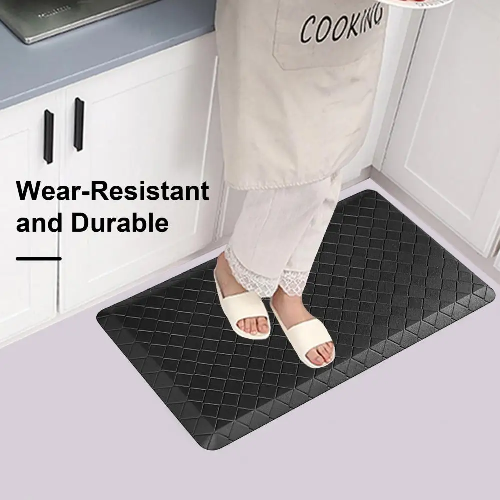 

Slip-resistant Cooking Accessory Easy to Clean Kitchen Rug Anti-fatigue Faux Leather Kitchen Mat with Cushioned for Easy