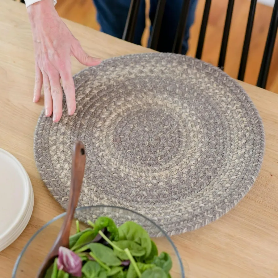 

Grey Cloud Jute Woven Round Placemats Set of 6 15 for Dining Room Tables Warm Country Style Decor Vibrant Colorful Design Durab
