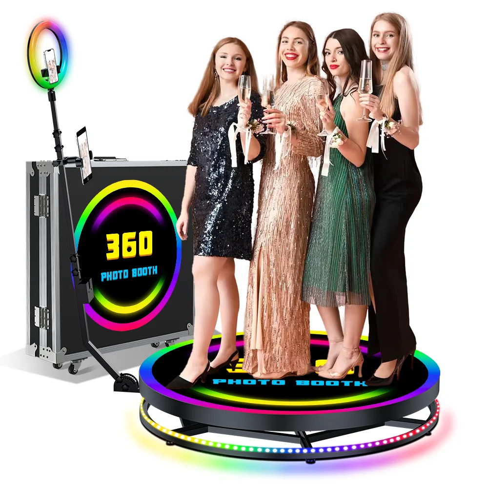 360 Photo Booth Machine Automatic 100cm 80cm 68cm for 1-6people 360 Camera Booth with Flight Case