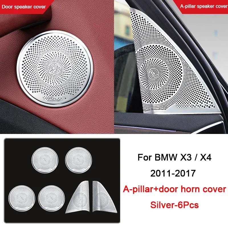 Stainless Steel Door Speaker Cover Trim For BMW X3 X4 F25 F26 G01 G02 2011-2023 A-Pillar Horn Grille Seat Air Outlet
