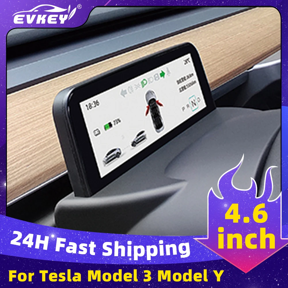 

CARVIEW 4.6'' For Tesla Model Y 3 Dashboard Cluster Instrument HD LCD Information Displayer Modification Accessorri Speedometer