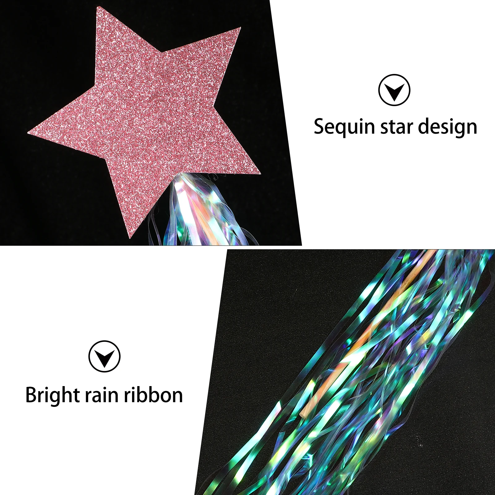 

6Pcs Fairy Wand Star Wooden Paper Sequin Stick Party Wedding Halloween Photo Prop Role Play Fairy Wand