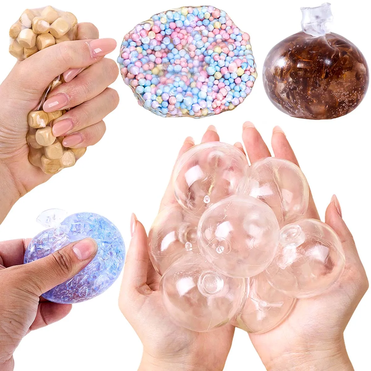 6Pcs Transparent Soft TPR Empty Ball Skins DIY Handmade Bubble Squishy Toy for Stress Relief Squeeze Fidget Toy Crafts Making