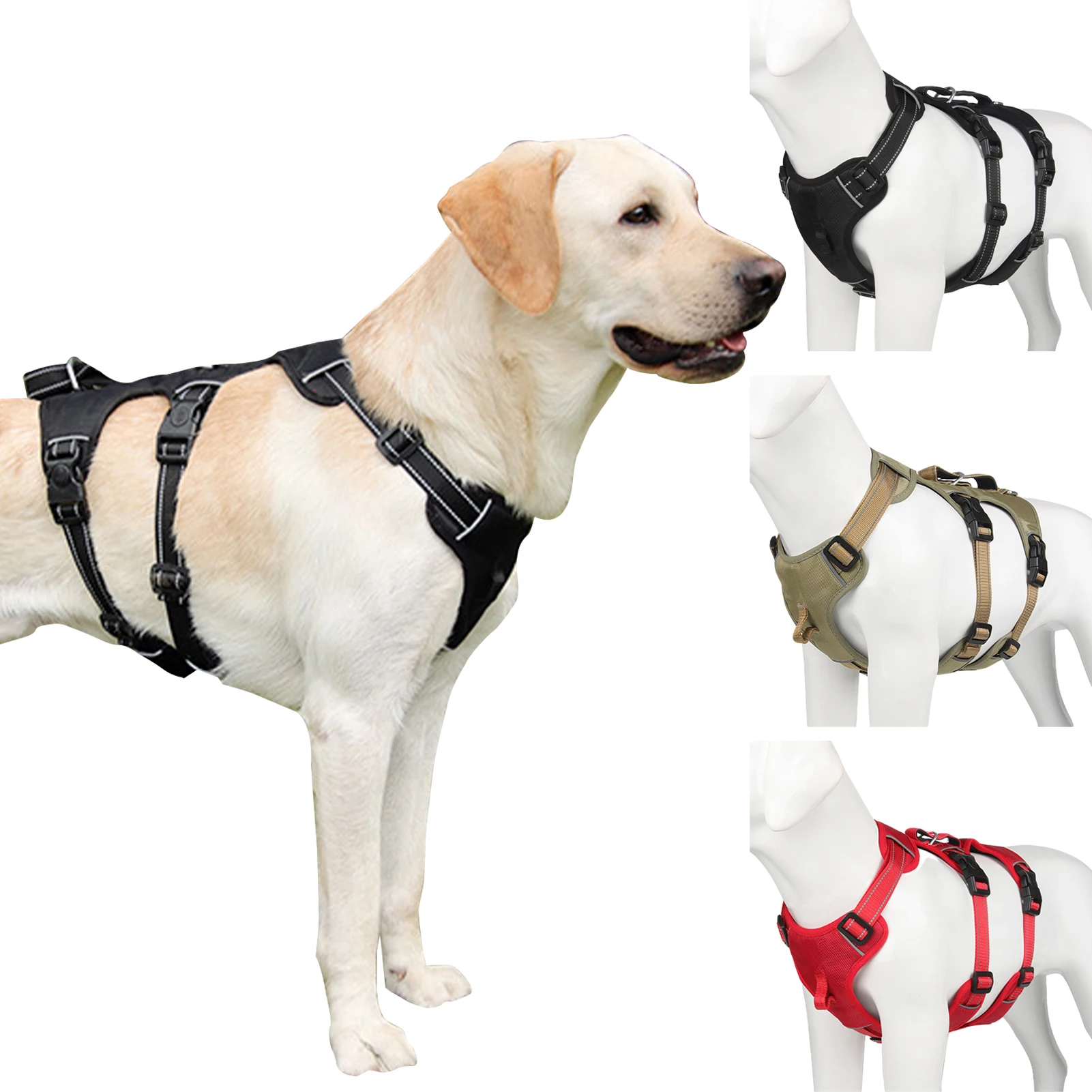 Big Dog Harness Anti-sprint Medium Larger Dog Vest Harnesses 1680D Oxford Cloth Sponge Buffer Dogs Harness Pet Dogs Accessoires