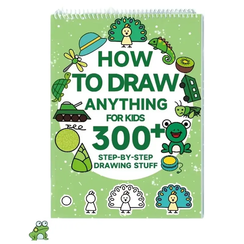 

Pro Art Learning 1Pc Green Stick Figure Drawing Book 300+ Step-By-Step Painting Supplies Featuring Cartoon Dinosaur& Frog Book